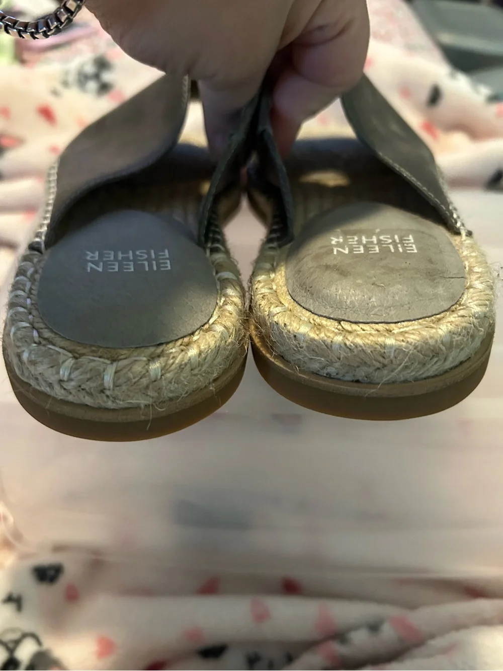 Eileen Fisher Dark Brown Leather Espadrille Slide